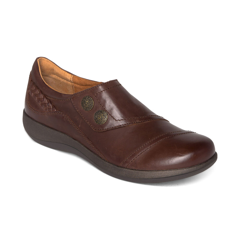 Aetrex Women's Karina Monk Strap Dress Shoes - Brown | USA JJTXPE6